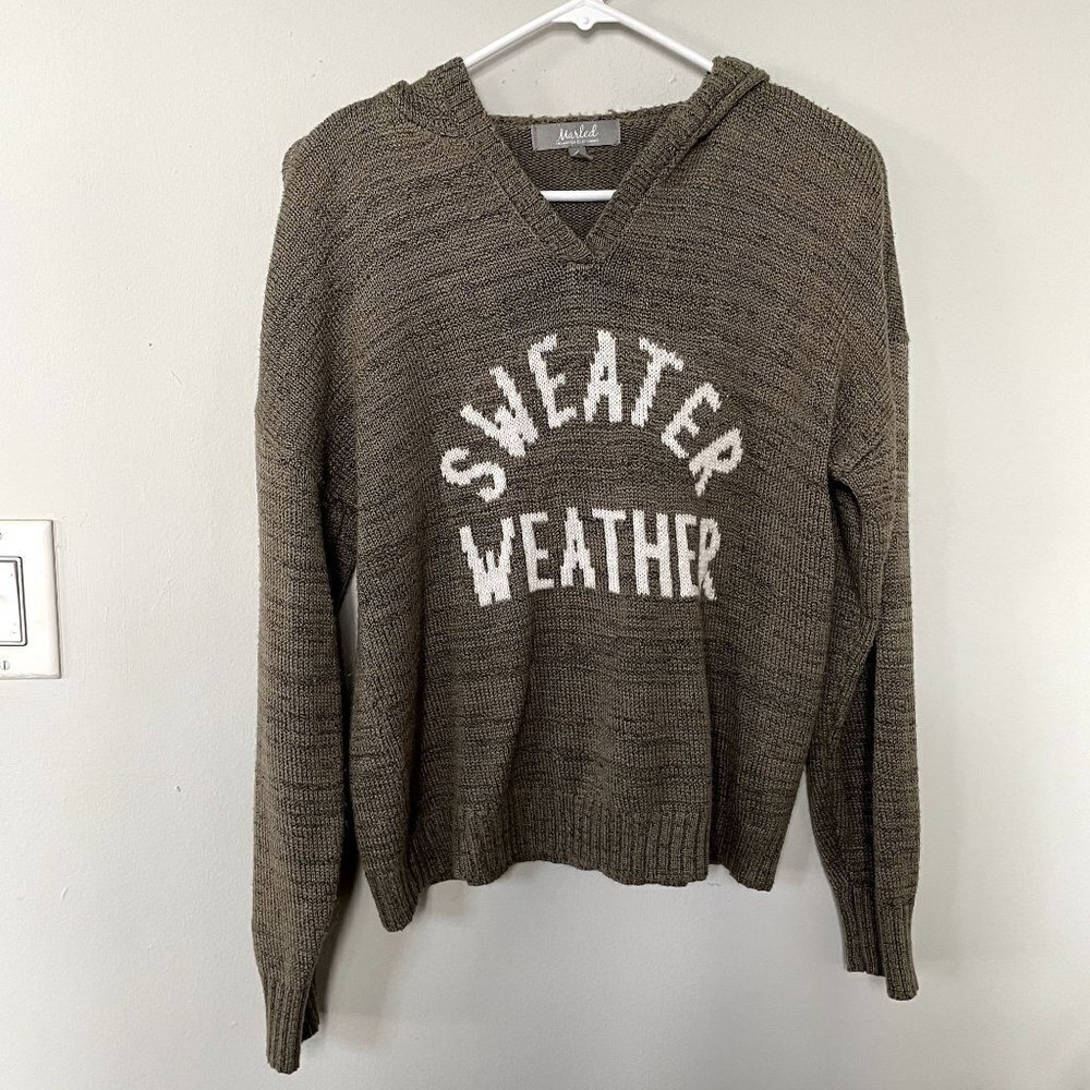 Marled sweater weather hooded knit top comfortable warm women size M